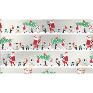 Hallmark Wrapping Paper Christmas Santa & Pals Silver Metallic 22.5 sq ft Roll